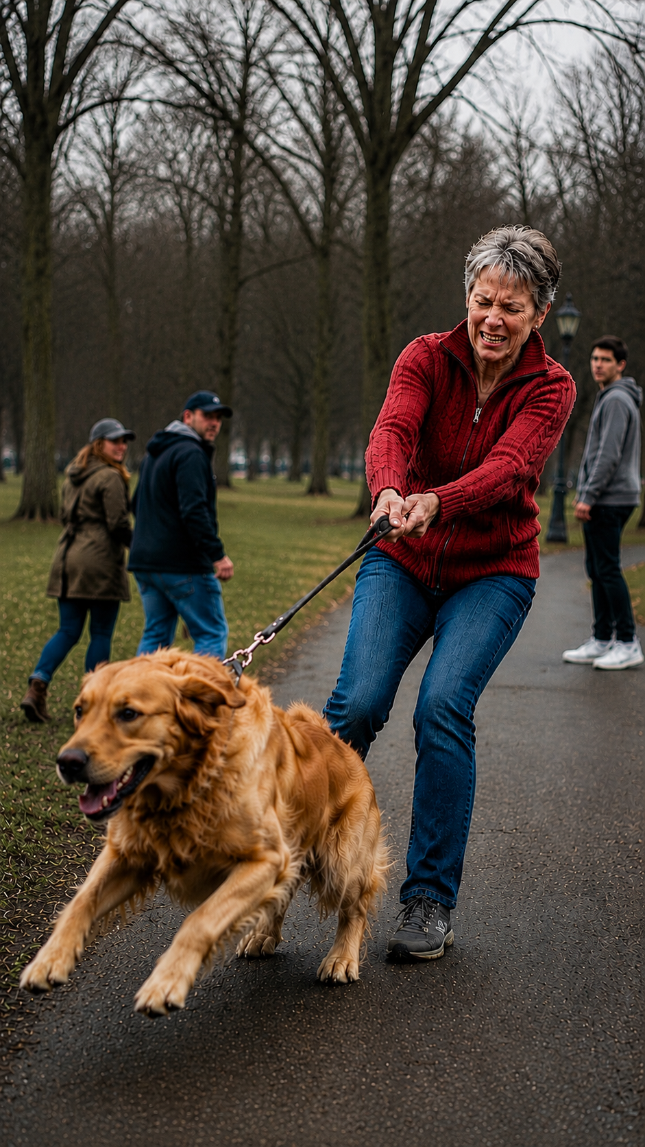 Dog pulling on leash