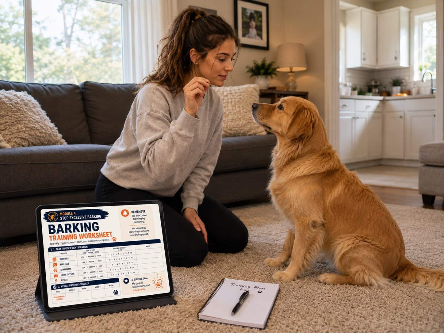 The barking training tracker with sessions checked off